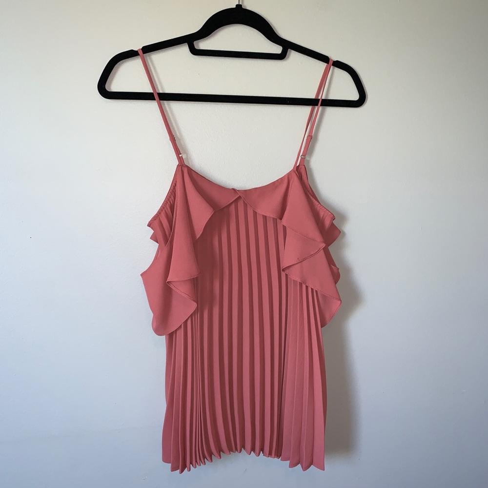 Sz. XS DELFI Anthropologie Emmy pleated cold shoulder spaghetti strap top